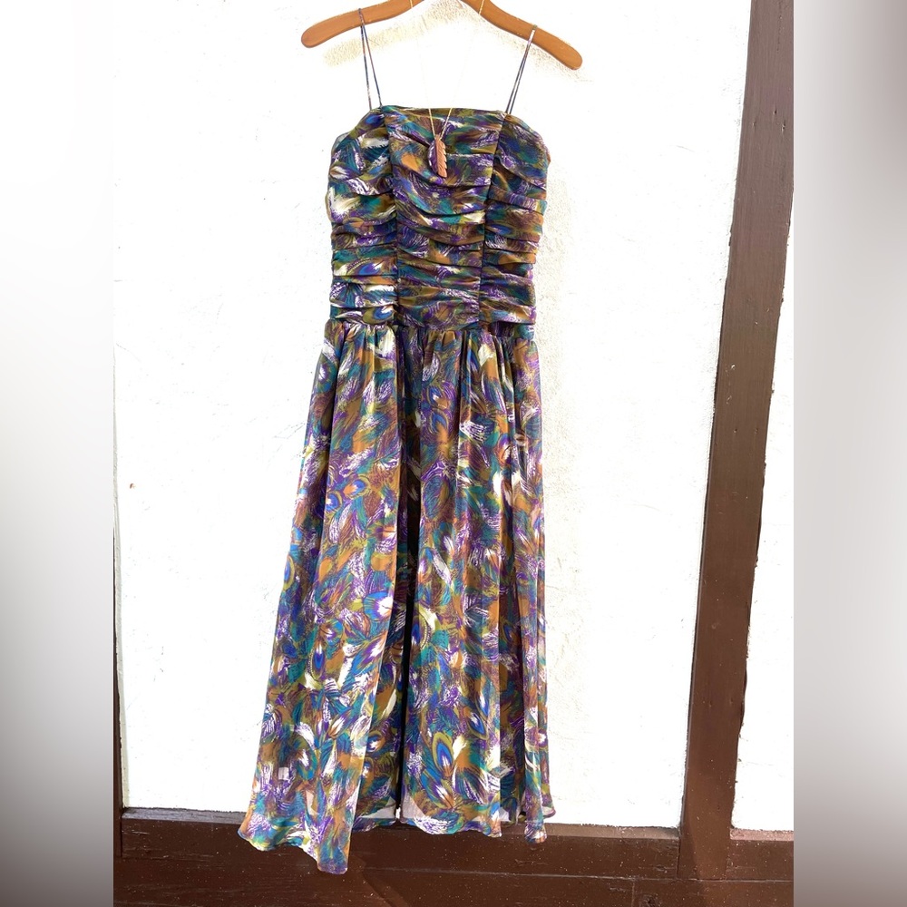 Vintage 80’s Peacock Feathers Party Dress / 80’s … - image 6